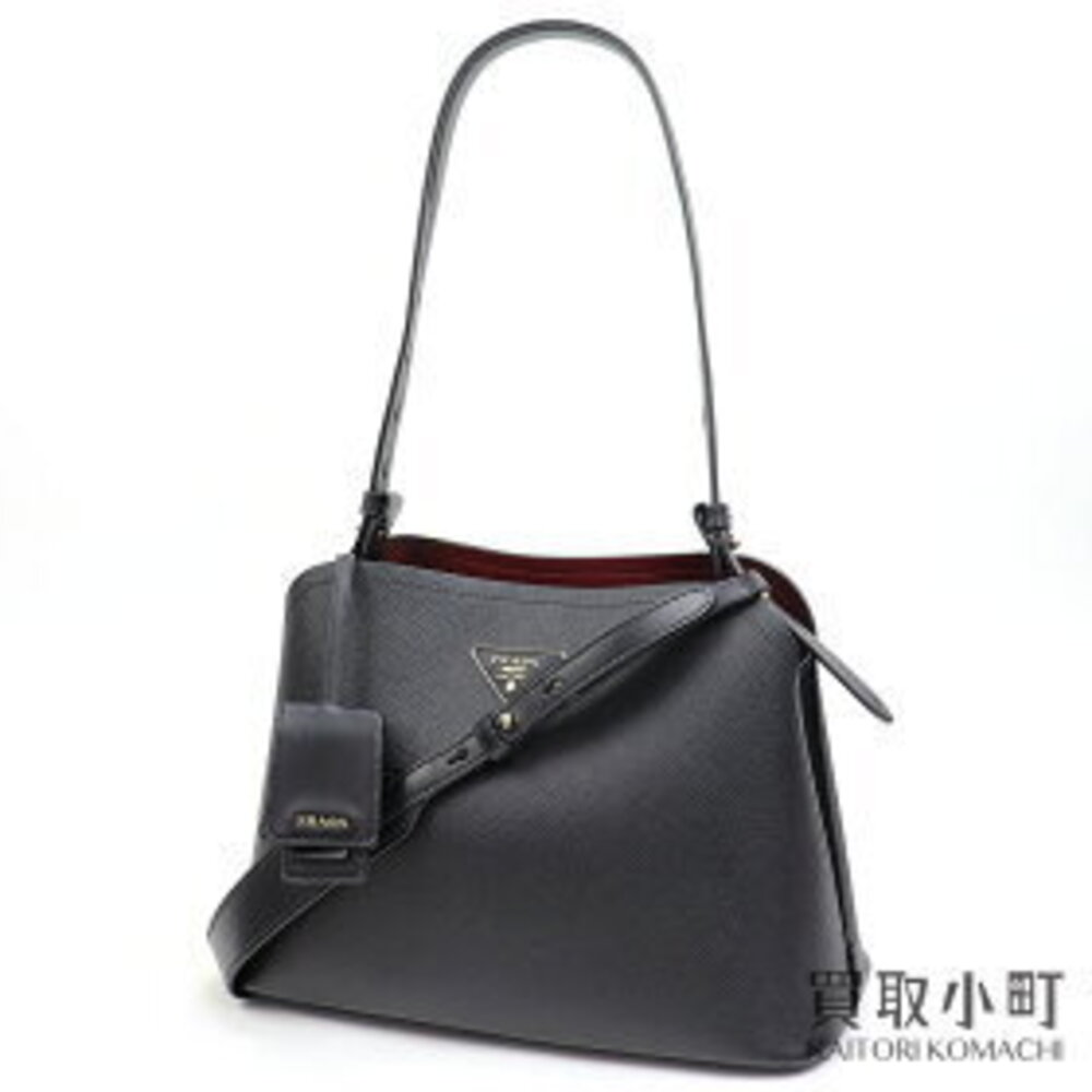 Prada Matinee Handbag Saffiano Leather Triangle Logo Shoulder Crossbody Bag